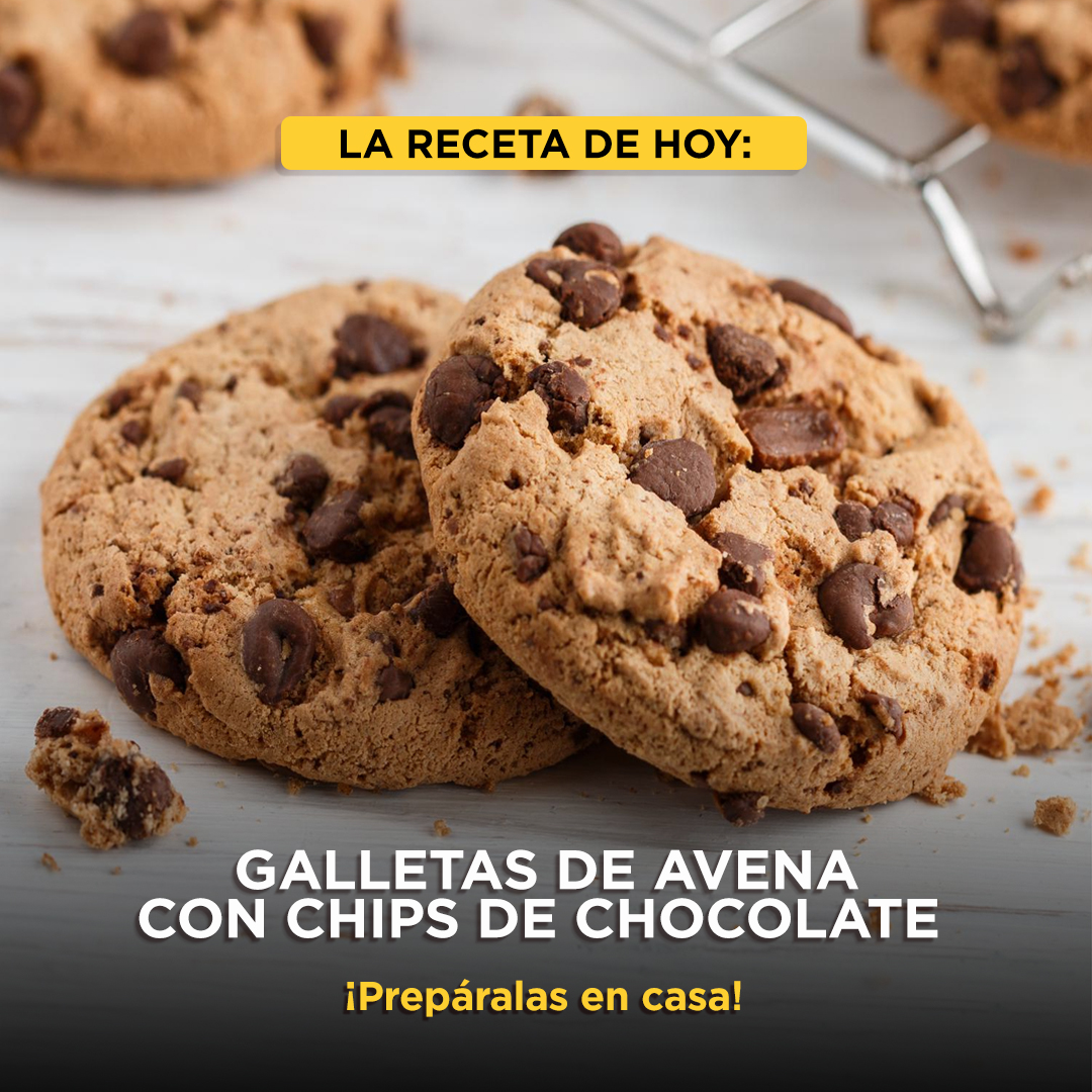 receta de galletas chips de chocolate y avena